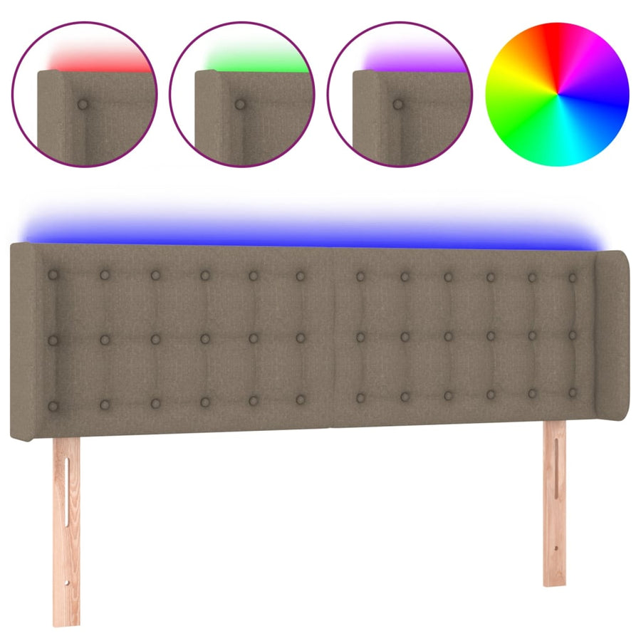 Hoofdbord Led Stof 147 x 16 x 78/88 cm Taupe