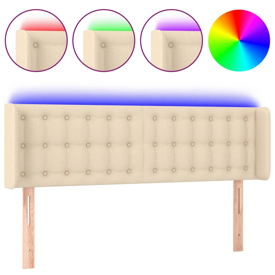 Hoofdbord LED 147x16x78/88 cm stof crèmekleurig 147 x 16 x 78/88 cm Crème