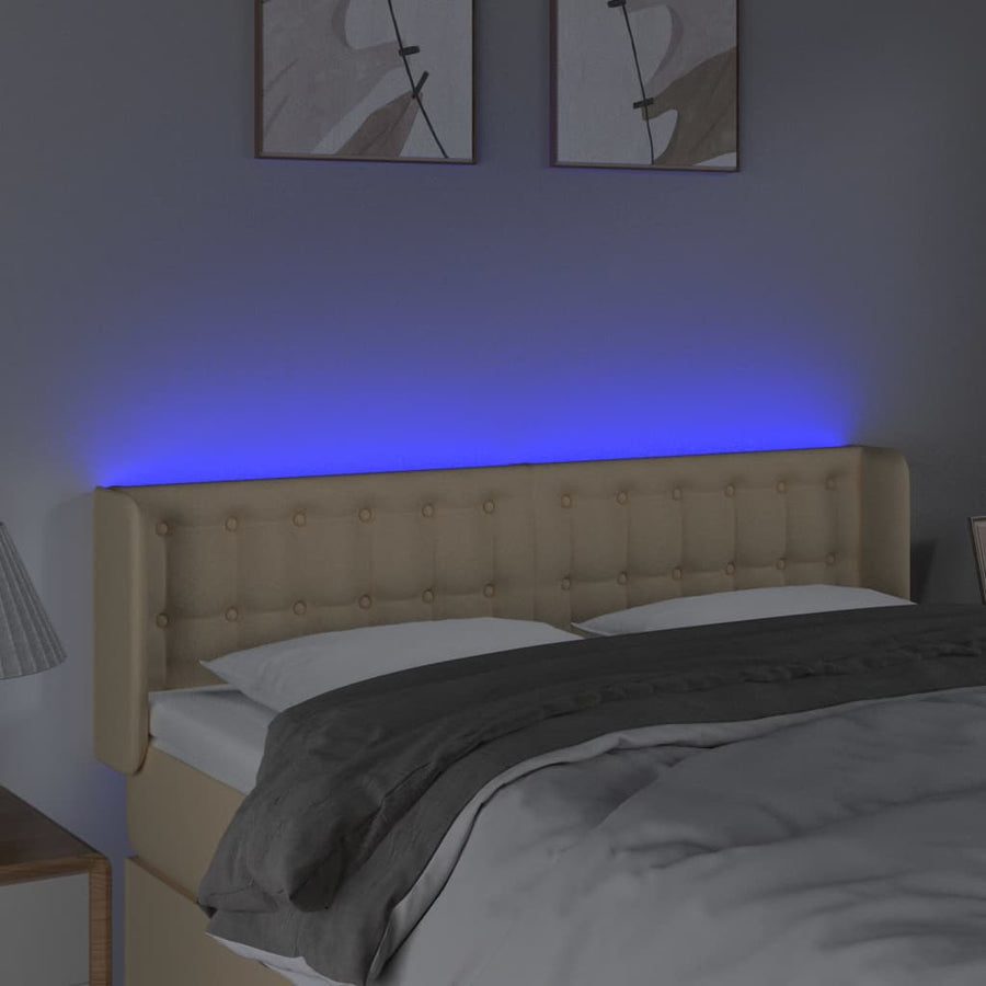 Hoofdbord LED 147x16x78/88 cm stof crèmekleurig 147 x 16 x 78/88 cm Crème