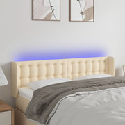 Hoofdbord 147x16x78/88 cm stof crèmekleurig LED
