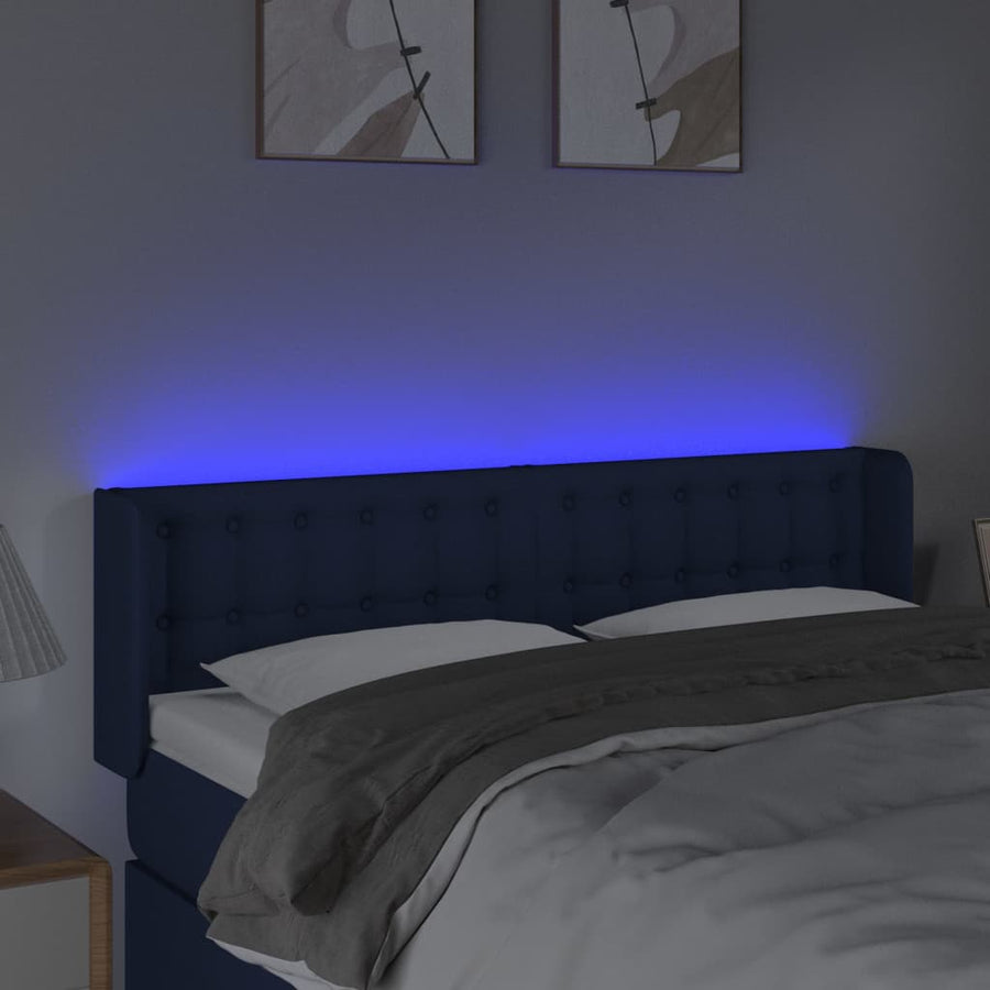 Hoofdbord Led Stof 147 x 16 x 78/88 cm Blauw