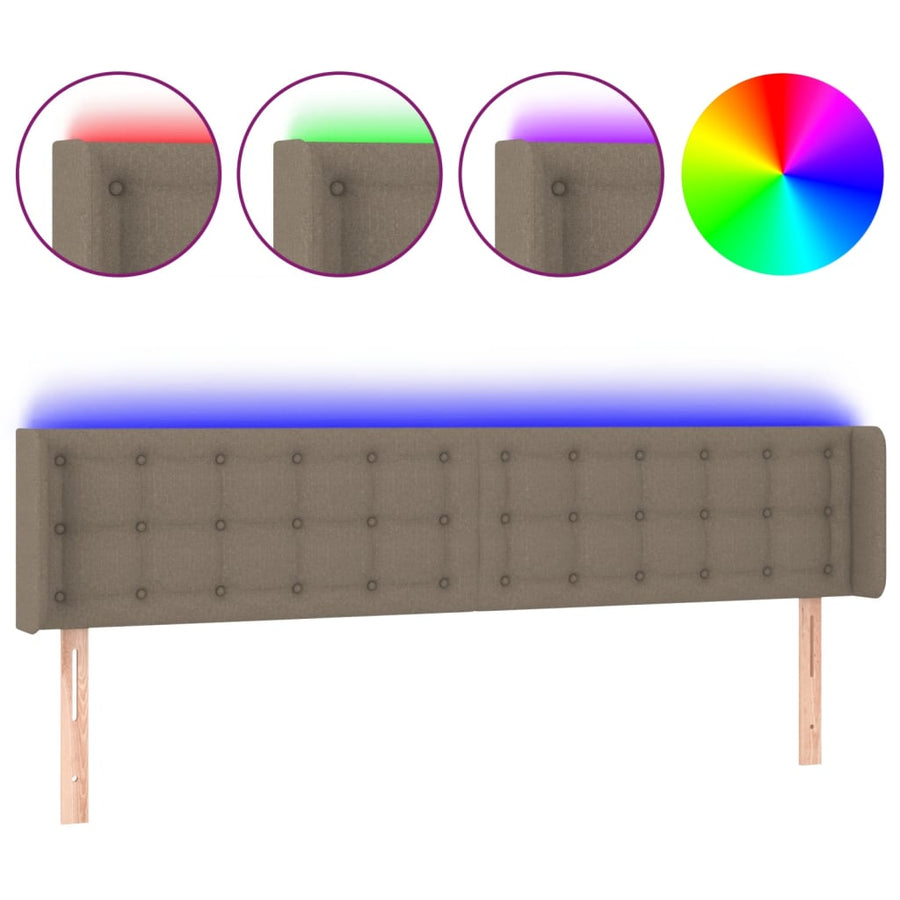 Hoofdbord LED 163x16x78/88 cm stof taupe