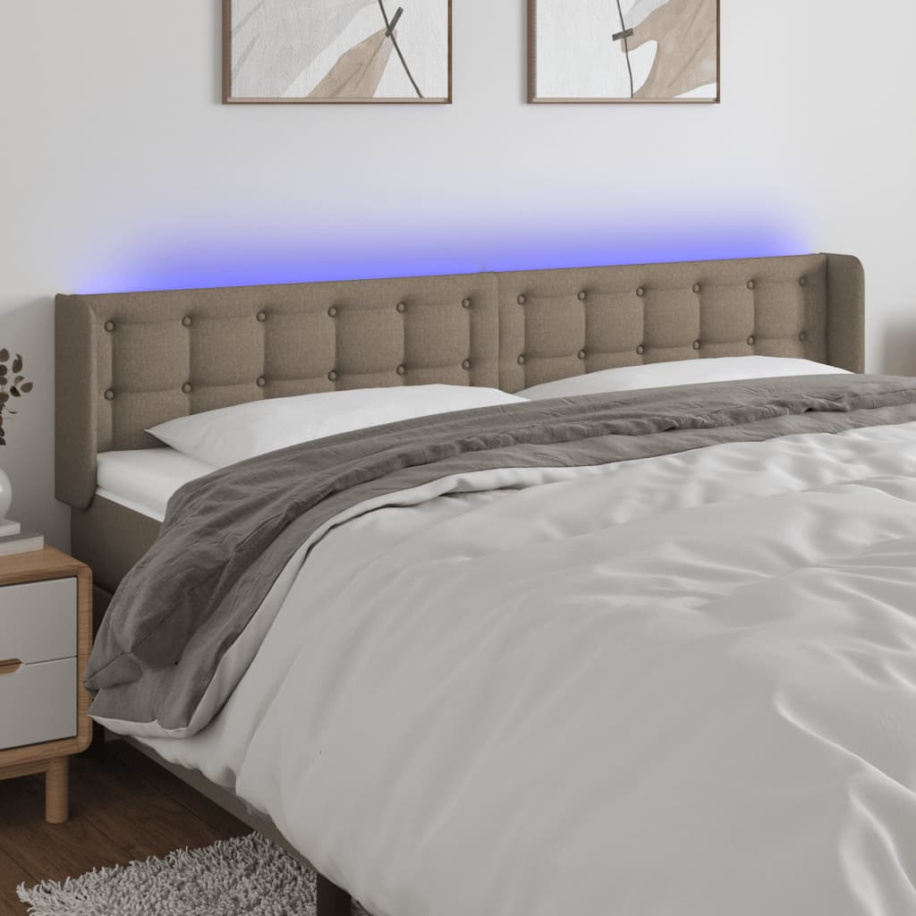 Hoofdbord LED 163x16x78/88 cm stof taupe