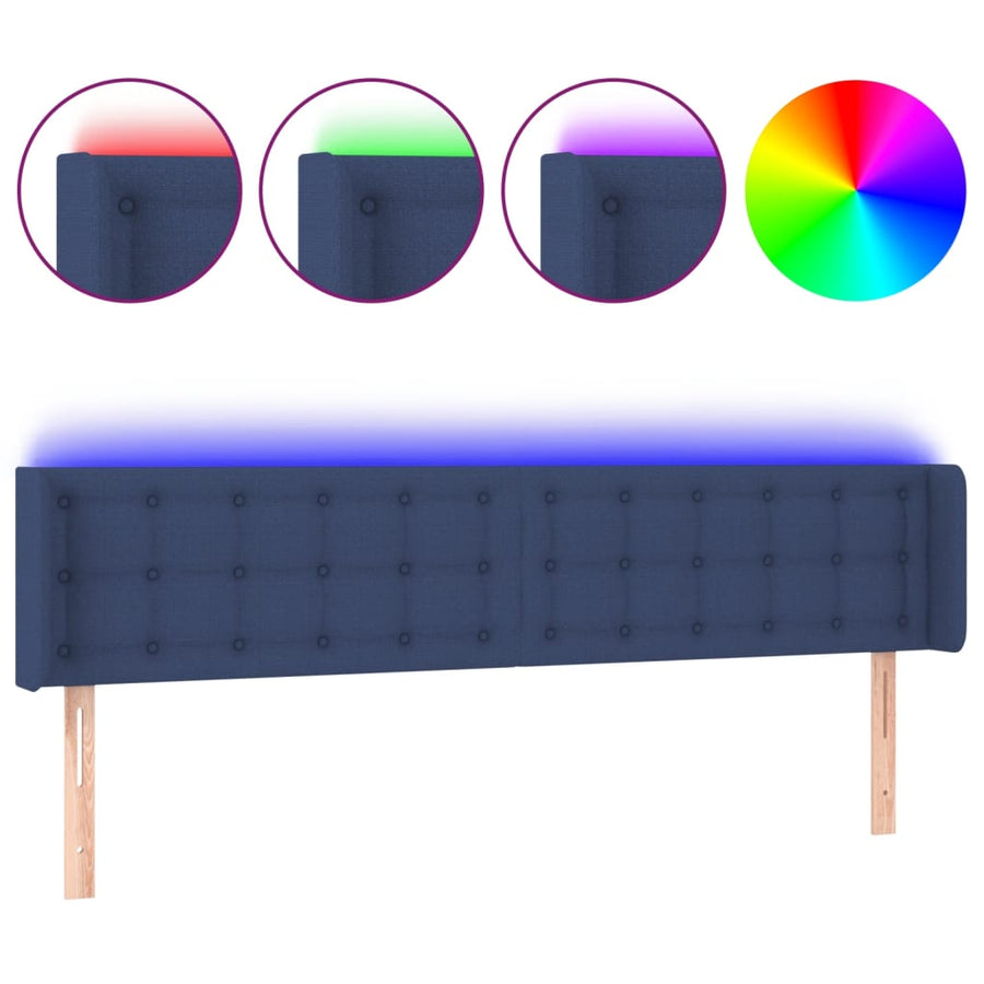 Hoofdbord Led Stof 163 x 16 x 78/88 cm Blauw
