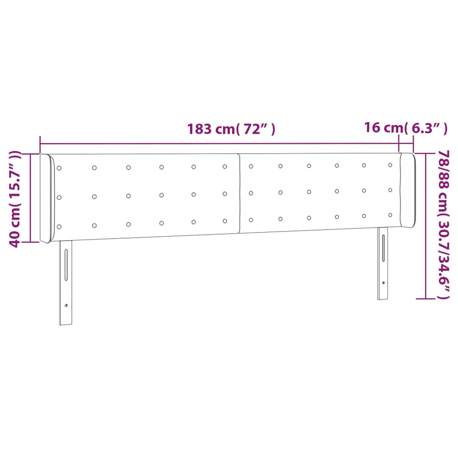 Hoofdbord Led 183X16X78/88 Cm Stof Donkergrijs 183 x 16 x 78/88 cm