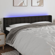 Hoofdbord 183x16x78/88 cm stof zwart met LED