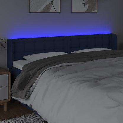 Hoofdbord LED 183x16x78/88 cm stof blauw