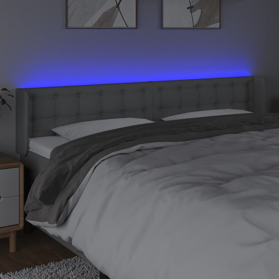 Hoofdbord LED 203x16x78/88 cm stof lichtgrijs 203 x 16 x 78/88 cm Lichtgrijs