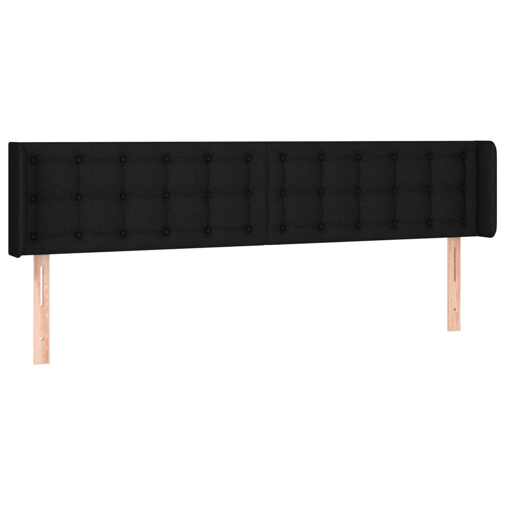 Hoofdbord LED 203x16x78/88 cm stof zwart 203 x 16 x 78/88 cm Zwart