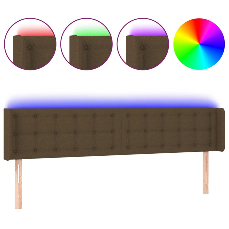 Hoofdbord Led 203X16X78/88 Cm Stof Donkerbruin 203 x 16 x 78/88 cm