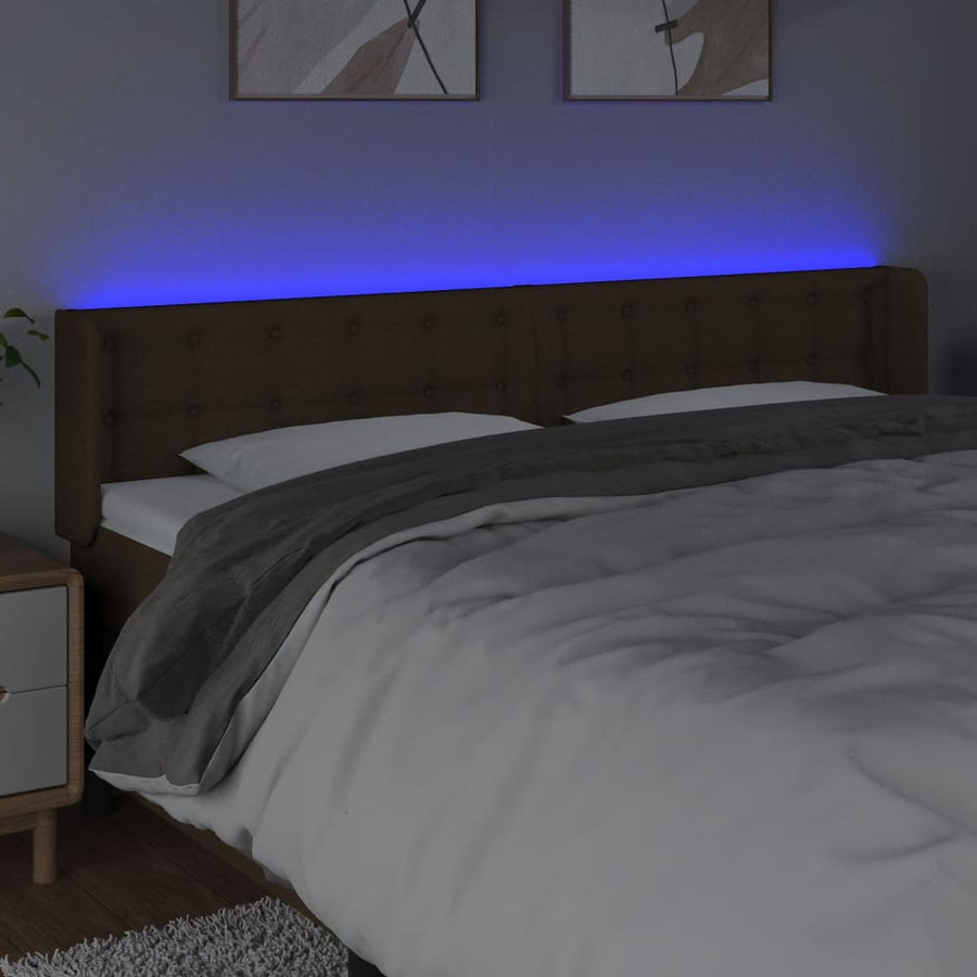 Hoofdbord Led 203X16X78/88 Cm Stof Donkerbruin 203 x 16 x 78/88 cm