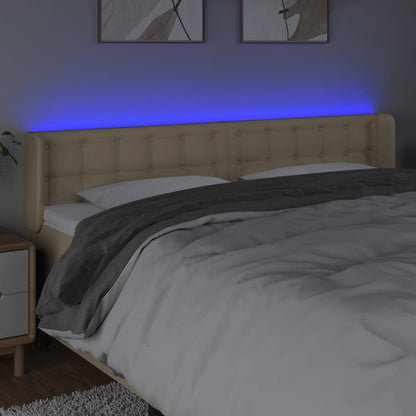 Hoofdbord Led Stof Kleurig 203 x 16 x 78/88 cm Crème