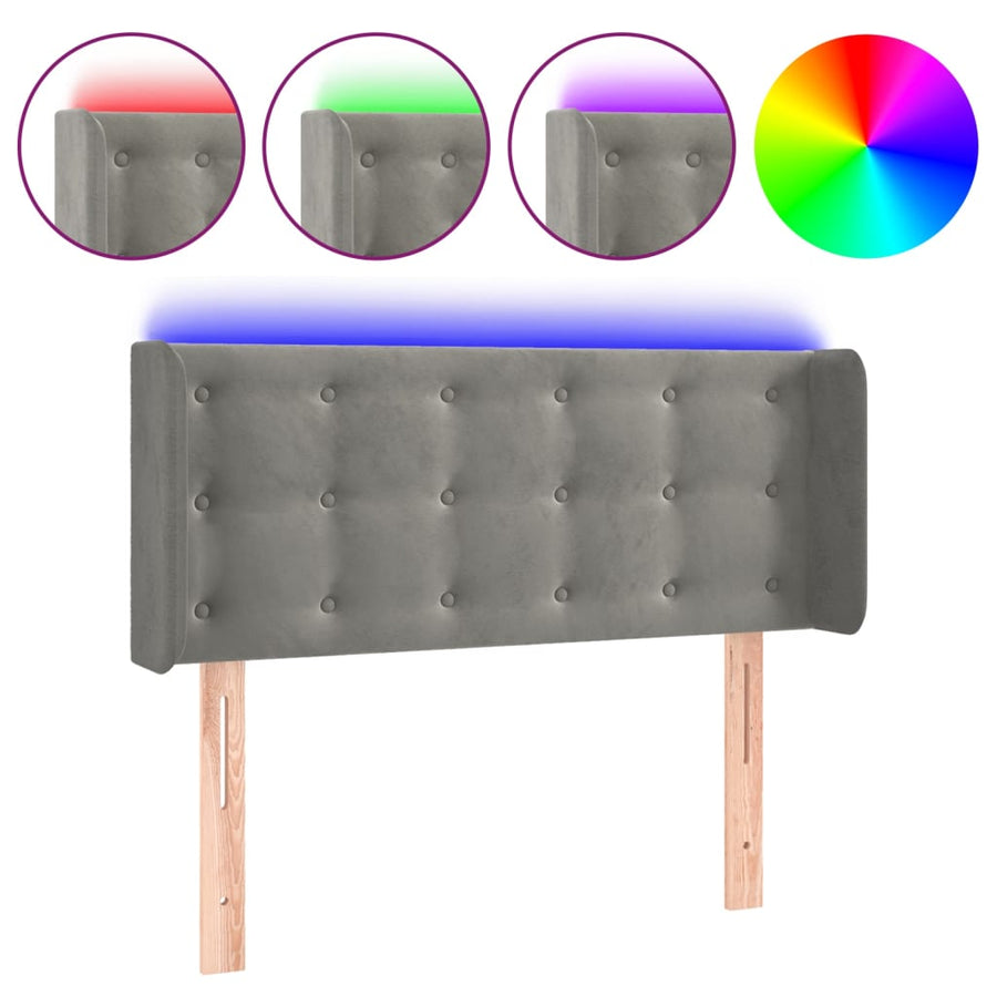 Hoofdbord Led Fluweel 83 x 16 x 78/88 cm Lichtgrijs