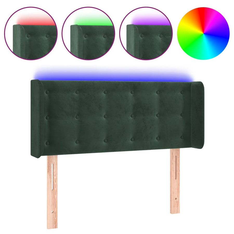 Hoofdbord Led Fluweel 1 83 x 16 x 78/88 cm Donkergroen