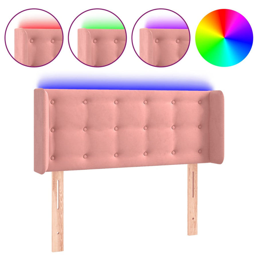 Hoofdbord Led Fluweel 1 83 x 16 x 78/88 cm Roze