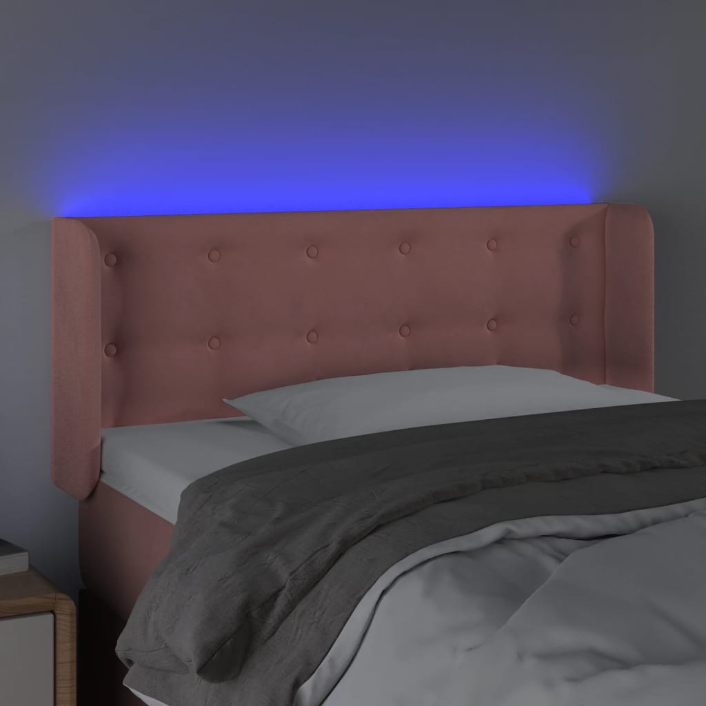 Hoofdbord Led Fluweel 1 83 x 16 x 78/88 cm Roze