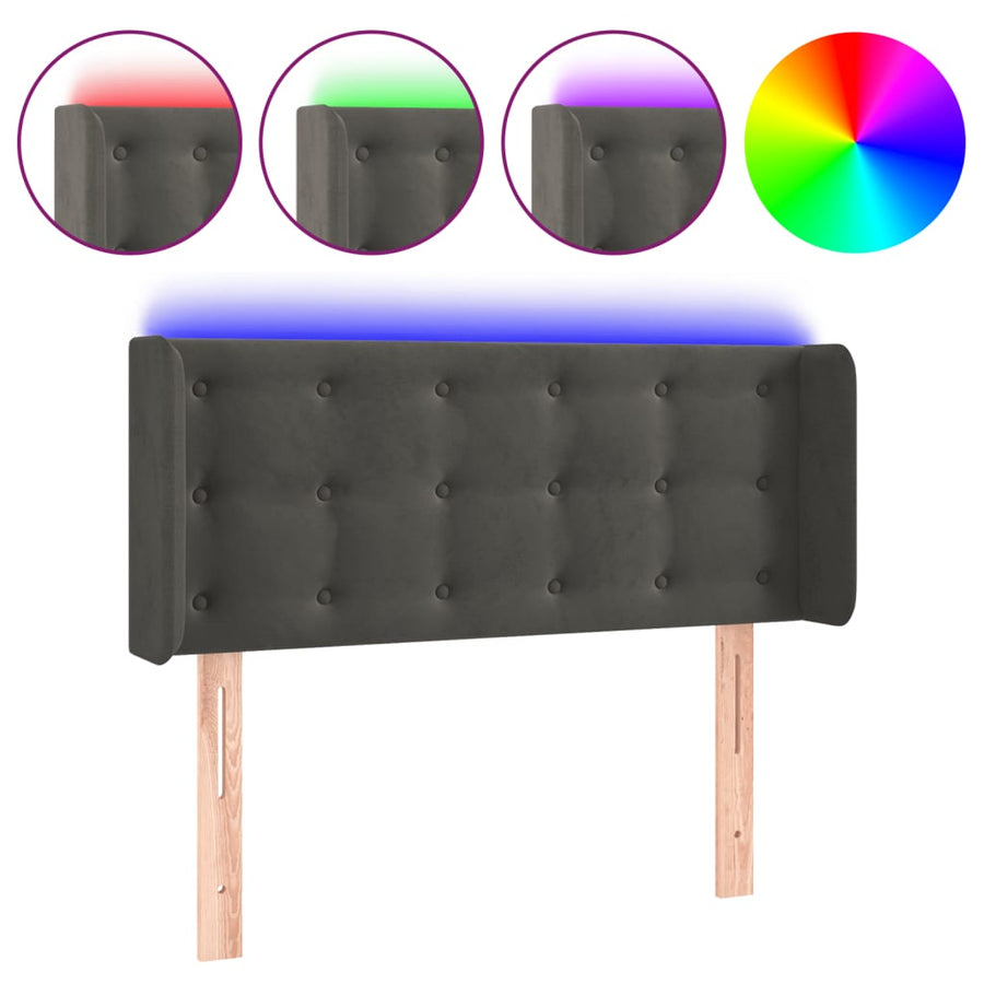 Hoofdbord Led 93X16X78/88 Cm Fluweel Donkergrijs 93 x 16 x 78/88 cm