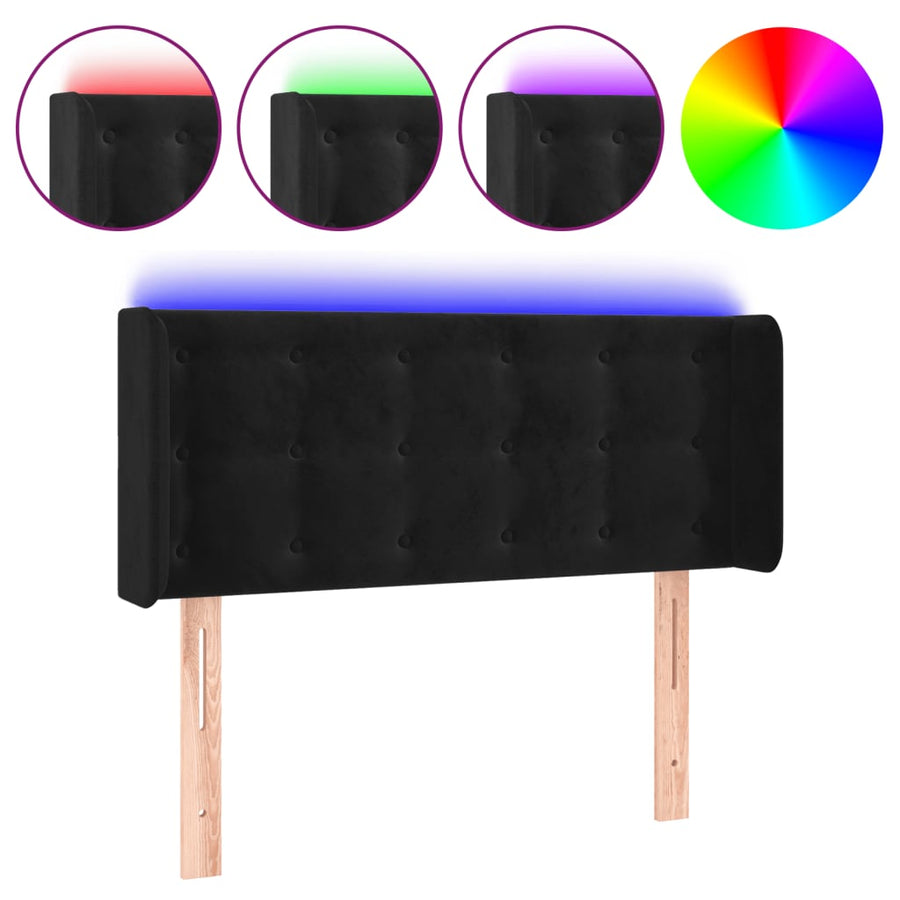 Hoofdbord Led Fluweel 93 x 16 x 78/88 cm Zwart