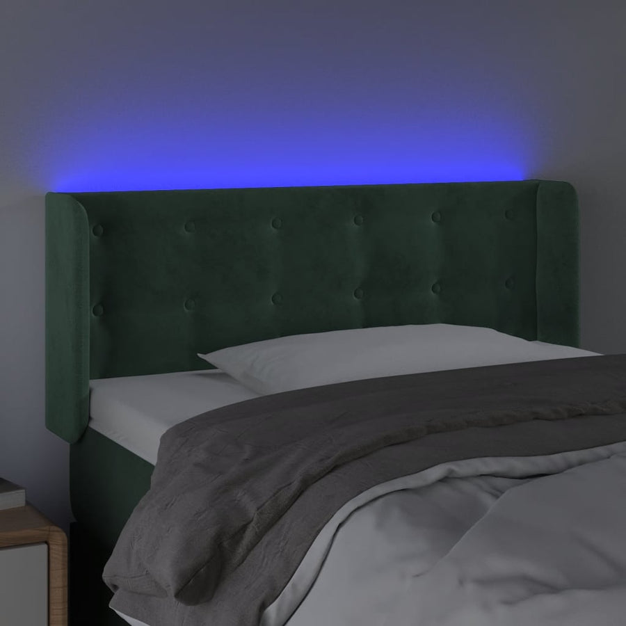 Hoofdbord Led Fluweel 1 93 x 16 x 78/88 cm Donkergroen
