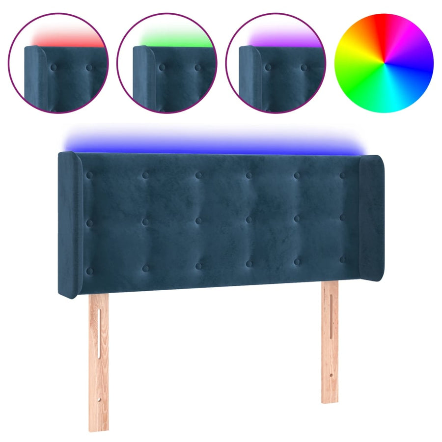 Hoofdbord Led Fluweel Blauw 93 x 16 x 78/88 cm Donkerblauw