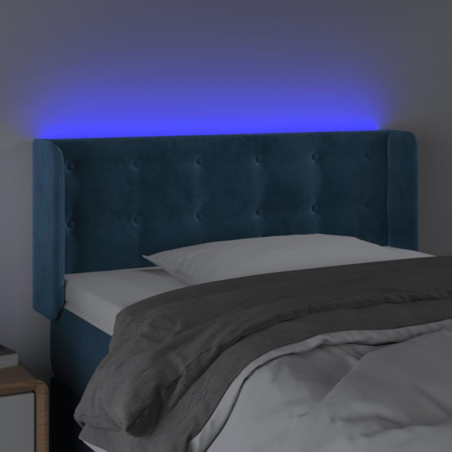 Hoofdbord Led Fluweel Blauw 93 x 16 x 78/88 cm Donkerblauw
