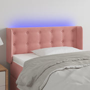 Hoofdbord 93x16x78/88 cm fluweel roze LED