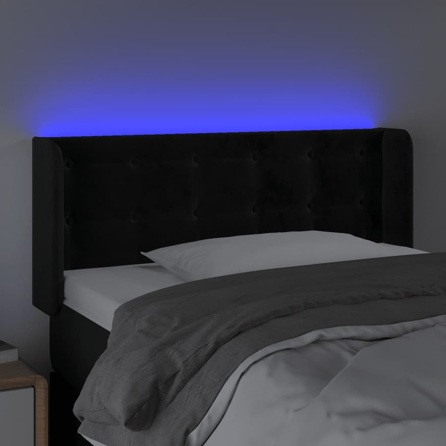 Hoofdbord Led Fluweel 1 103 x 16 x 78/88 cm Zwart