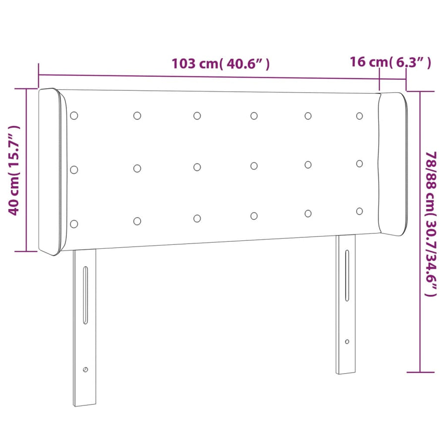 Hoofdbord Led Fluweel 103 x 16 x 78/88 cm Donkerblauw