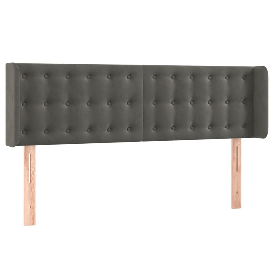 Hoofdbord Led Fluweel 147 x 16 x 78/88 cm Donkergrijs