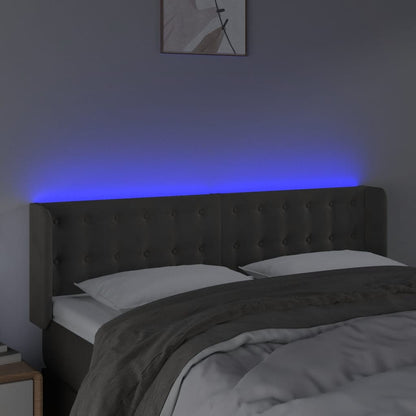 Hoofdbord Led Fluweel 147 x 16 x 78/88 cm Donkergrijs