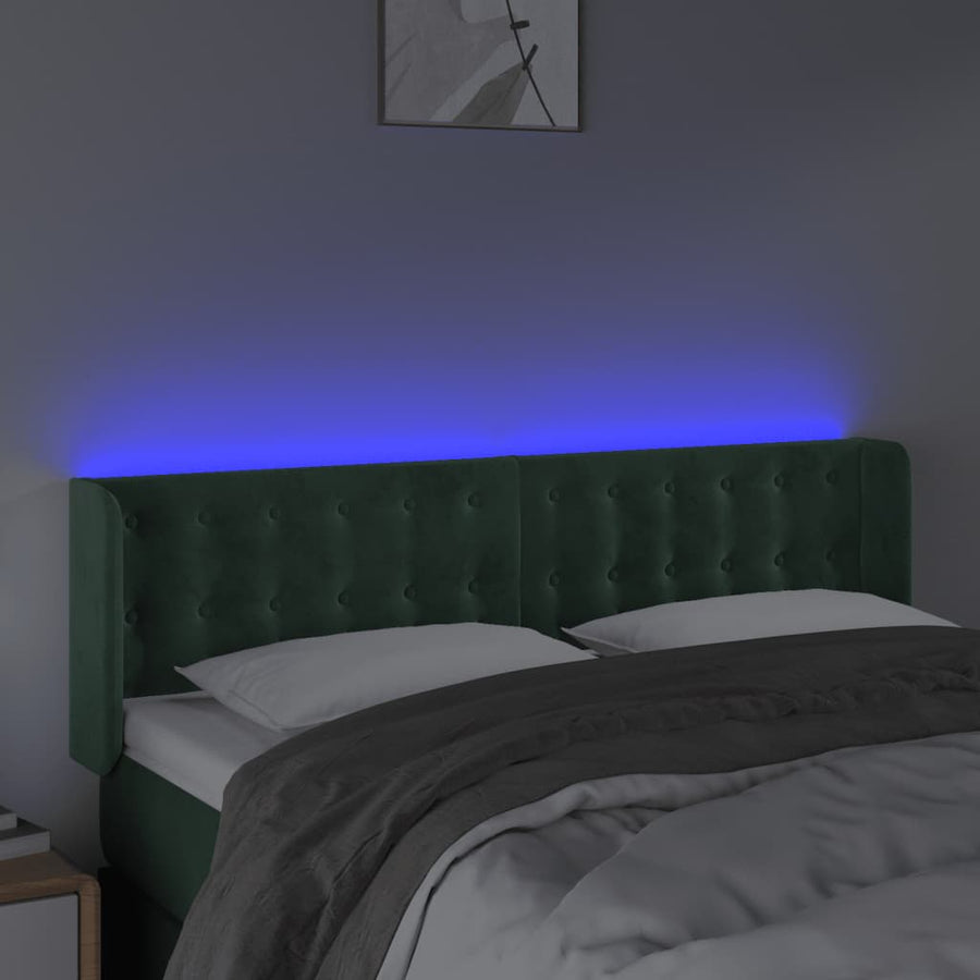 Hoofdbord Led Fluweel 1 147 x 16 x 78/88 cm Donkergroen
