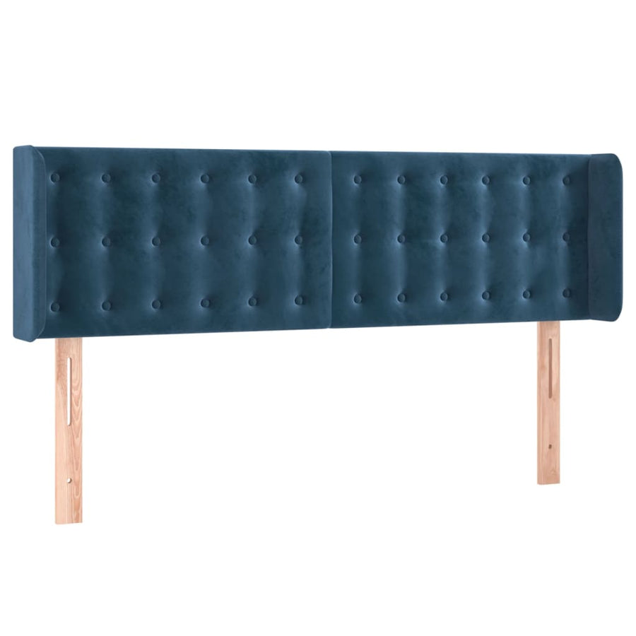 Hoofdbord Led Fluweel 147 x 16 x 78/88 cm Donkerblauw
