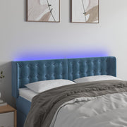 Hoofdbord 147x16x78/88 cm fluweel donkerblauw LED