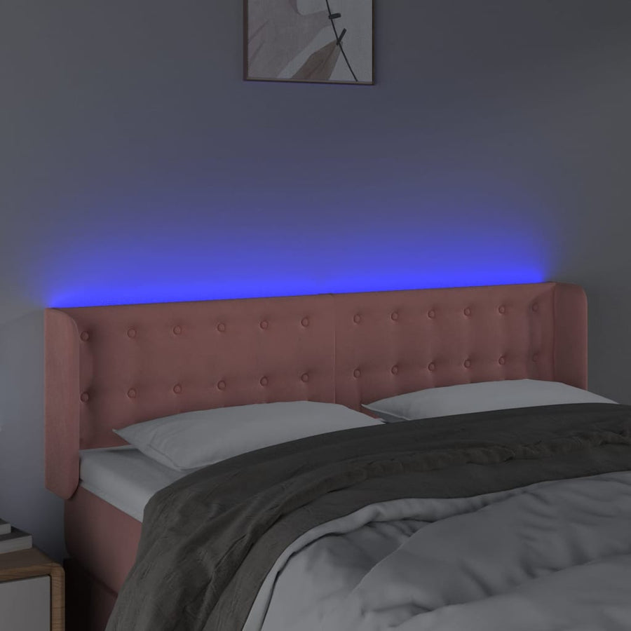 Hoofdbord Led Fluweel 147 x 16 x 78/88 cm Roze