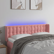 Hoofdbord 147x16x78/88 cm fluweel roze LED