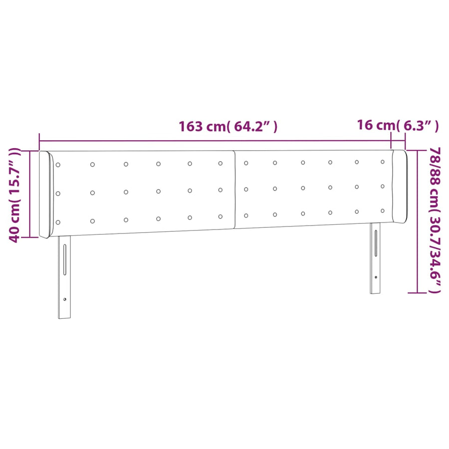 Hoofdbord Led Fluweel 163 x 16 x 78/88 cm Roze