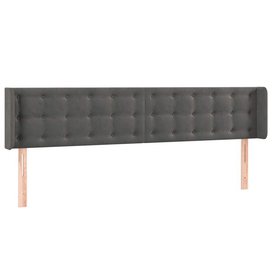 Hoofdbord Led Fluweel 183 x 16 x 78/88 cm Donkergrijs
