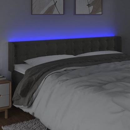 Hoofdbord Led Fluweel 183 x 16 x 78/88 cm Donkergrijs