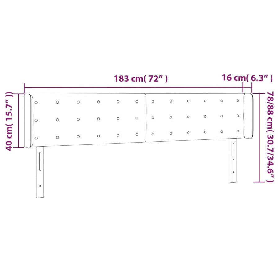 Hoofdbord Led 183X16X78/88 Cm Fluweel Zwart 183 x 16 x 78/88 cm