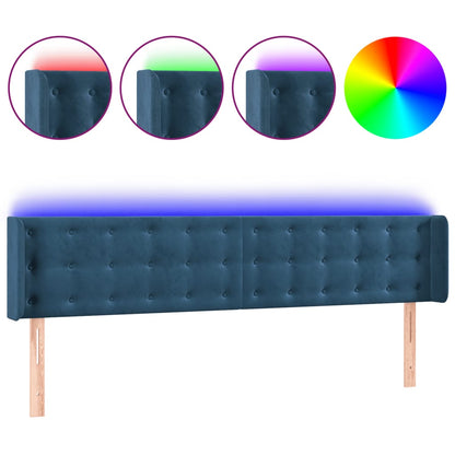 Hoofdbord Led 183X16X78/88 Cm Fluweel Donkerblauw 183 x 16 x 78/88 cm