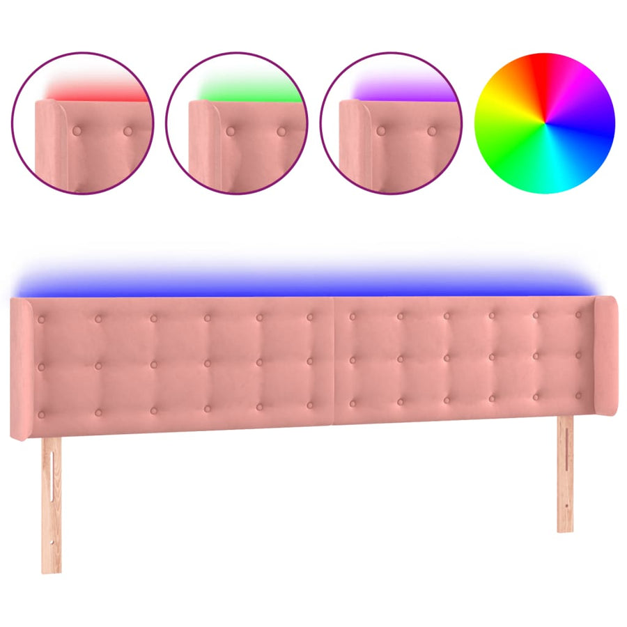 Hoofdbord Led 183X16X78/88 Cm Fluweel Roze 183 x 16 x 78/88 cm