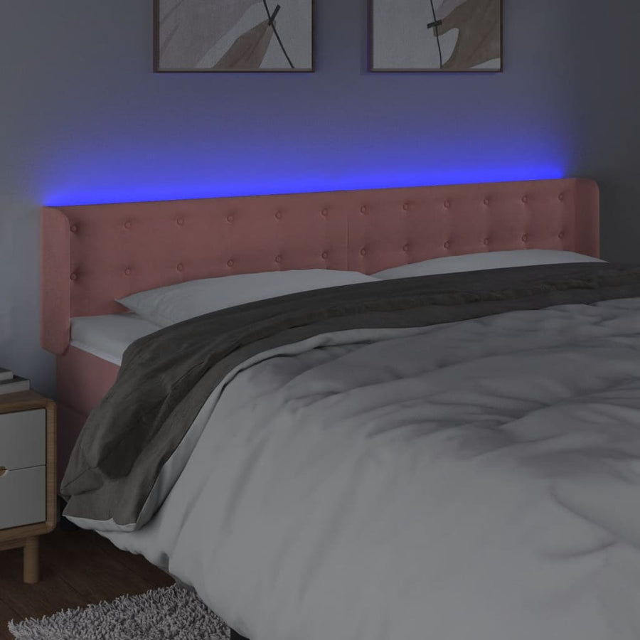 Hoofdbord Led 183X16X78/88 Cm Fluweel Roze 183 x 16 x 78/88 cm