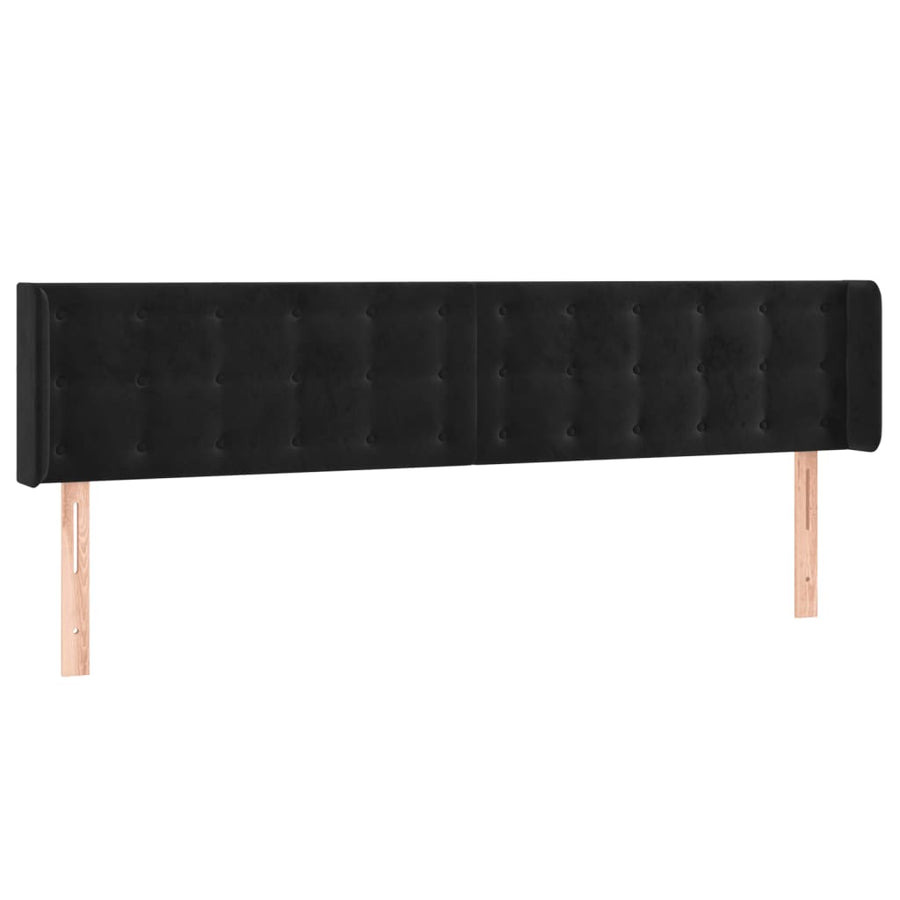Hoofdbord Led Fluweel 203 x 16 x 78/88 cm Zwart