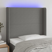 Hoofdbord 83x16x118/128 cm stof donkergrijs LED