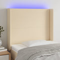 Headboard LED 83x16x118/128 cm fabric cream