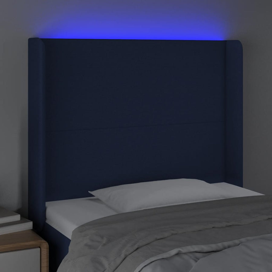 Hoofdbord Led 83X16X118/128 Cm Stof Blauw 83 x 16 x 118/128 cm