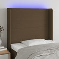Hoofdbord LED 93x16x118/128 cm stof donkerbruin