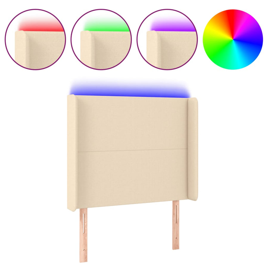 Hoofdbord LED 93x16x118/128 cm stof crèmekleurig 93 x 16 x 118/128 cm Crème