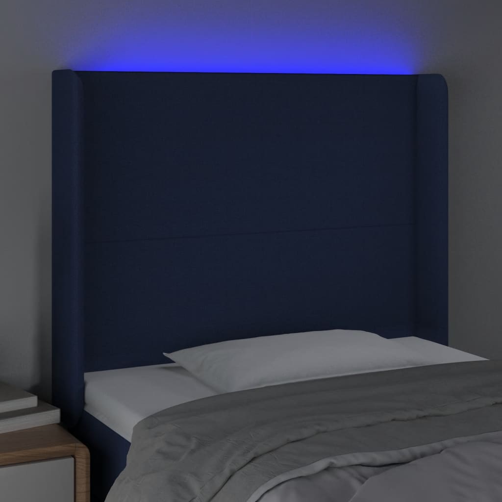 Hoofdbord LED 93x16x118/128 cm stof blauw 93 x 16 x 118/128 cm Blauw