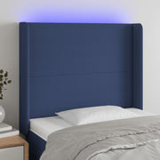 Hoofdbord 93x16x118/128 cm blauw LED stof